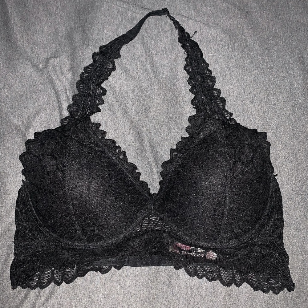 Pink by Victoria Secret Black halter bralette